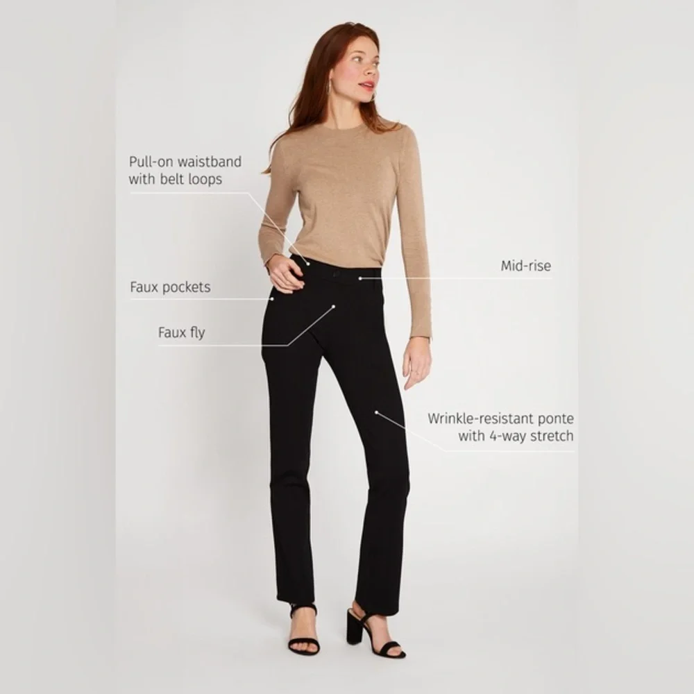 Betabrand Classic Dress Pant Yoga Pant Straight in Black Size Small Regular.